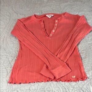 Aeropostale Coral Long Sleeve Ribbed Top